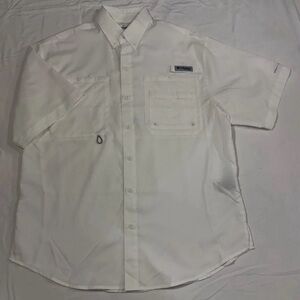 Columbia Men’s PFG Shirt White Short Sleeve Omni-Shade Fishing Shirt